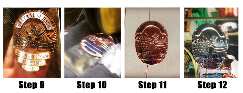 the badge making process steps 9 to 12