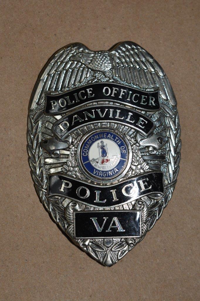 Danville Police Department Badge in Rhodium with Black Enamel
