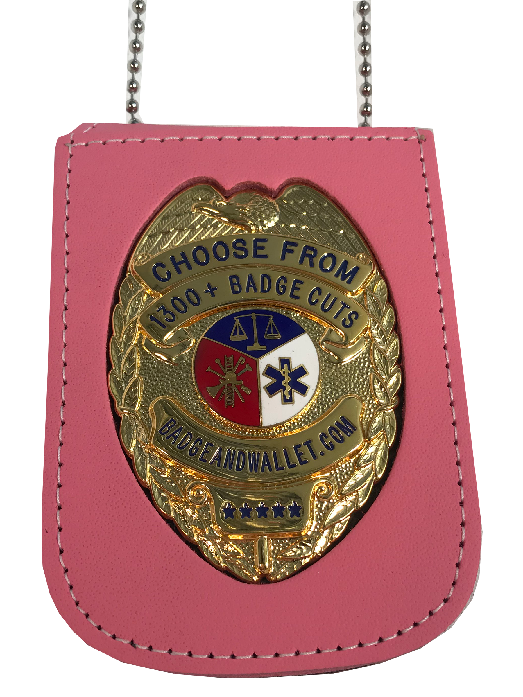 Pink Neck Chain Badge Holder | Badge And Wallet