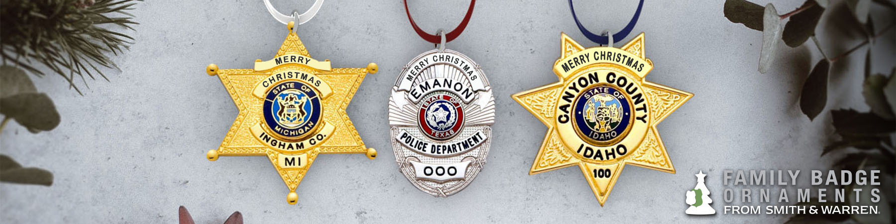Badge Ornaments by Smith & Warren