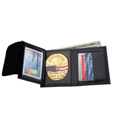 DRESS LEATHER SINGLE ID TRI-FOLD WALLET W/3 CC SLOTS - RECESSED