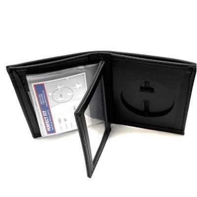 Bi-Fold Badge Wallet with Double ID and Money Pocket