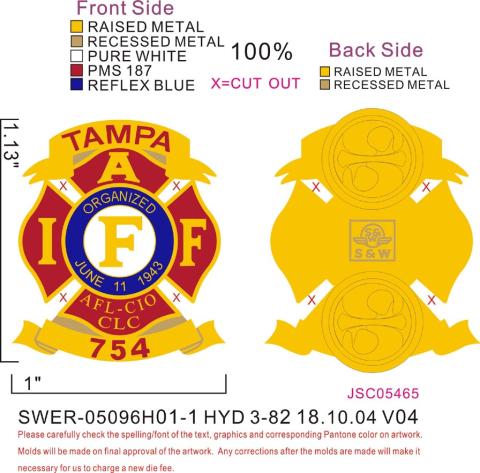 Tampa Firefighters Custom Pin